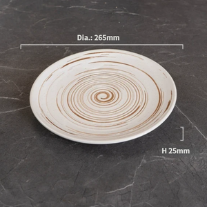 Assiette à dîner en céramique de style japonais, peinte à la main avec un motif en spirale, vaisselle rustique en grès, design ondulé, assiettes rondes pour restaurant - Product Image 6
