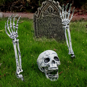 DAMAI Halloween Decoration Insert Simulation Skull Props Ghost Festival Garden Outdoor Horror Decor Three-piece Skeleton Set - Product Image 2