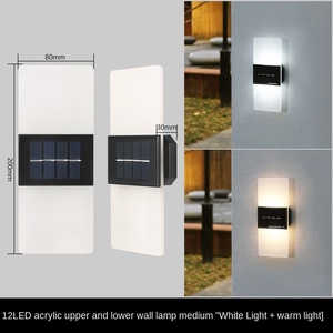 โคมไฟอะคริลิคติดผนังพลังงานแสงอาทิตย์ LED สีขาวทันสมัยโคมไฟอะคริลิคกันน้ำสำหรับตกแต่งระเบียงสวนแถบยาวติดผนังเรืองแสง - Product Image 5