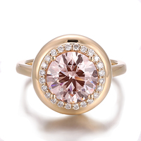 Bague de fiançailles personnalisée en or massif 10K avec diamant rose fantaisie de 3 carats, taille brillant rond, diamant de laboratoire pour femme