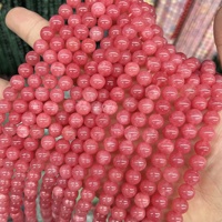 Perles DIY en pierre naturelle optimisée 7A, rose-rouge clair, perles lâches faites à la main, accessoires de bijoux, approvisionnement direct usine Yiwu