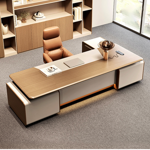 סט ריהוט משרדי מודרני MDF, שולחן בצורת L למנכ\\\"ל/מנהל וכיסא מנהלים - Product Image 1