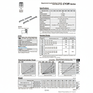 SMC Pneumatics Cylindre sans tige CY3R6-100 Pièces pneumatiques - Product Image 1
