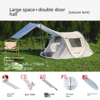 Tente de camping familiale instantanée gonflable quatre saisons à double couche hexagonale/diamant avec piquets de sol - Imperméable toutes saisons et protection solaire
