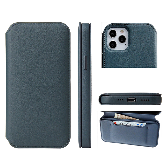 Custom Logo Flip Leather Phone Case with Wallet Card Slot Shockproof & Business Design for 12/13/14/15/16 Series
