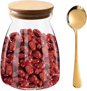 กระป๋องแก้วใสใส่อาหารพร้อมฝาไม้ไผ่สุญญากาศขวดแก้วใสสำหรับกาแฟเสิร์ฟชาแป้งน้ำตาลขนม<span class=keywords><strong>คุกกี้</strong></span> - Product Image 1