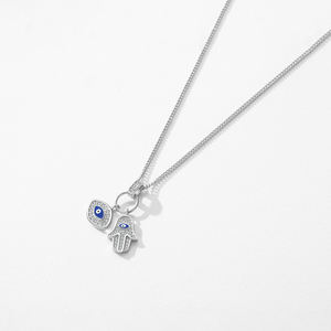 925 perak murni pirus perhiasan halus bulu mata seksi tangan Fatima Beruntung biru mata jahat liontin kalung untuk wanita - Product Image 3