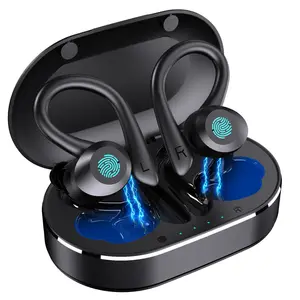 Ear Hook Headphone Nirkabel TWS Stereo ANC, Earplug Sentuh Olahraga Tahan Air Pengurangan Kebisingan, Antarmuka Tipe-c dengan Mikrofon