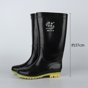 Bottes de pluie montantes pour hommes Shu Bin, hauteur 38 cm, antidérapantes, semelle en caoutchouc résistante à l'usure, bottes de travail, couleur noire unie - Product Image 4