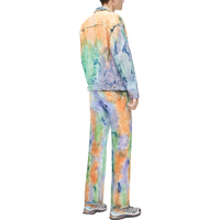 Vêtements pour hommes grande taille OEM, logo personnalisé de haute qualité, jeans en denim tie-dye orange et vert, ensembles pour hommes