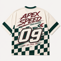 Maillot de course rétro à drapeau à carreaux, chemise en maille oversize pour le sport automobile, vêtement streetwear