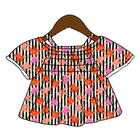 Nouvelle Arrivée Blouse Décontractée d'Été pour Bébé Fille à Épaules Dénudées, Imprimé Personnalisé, Chemise Confortable de Haute Qualité pour Enfants, Idéale pour les Jeux et les Sorties