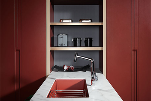 Two-Tone MDF Kitchen Cabinets Marble White Red Modern UV Lacquer Finish Custom High-End Modular Design for Apartment Villa - Product Image 4