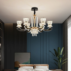 Candelabro de cristal negro Led de lujo moderno para Villa, sala de estar, pasillo de Hotel, brazo de luz colgante, lámpara colgante de altura ajustable - Product Image 3