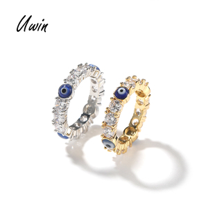 Nhẫn mắt xanh đỏ Thổ Nhĩ Kỳ giảm giá, nhẫn tennis mắt ác, bộ trang sức hiphop, dành cho nữ, nam, unisex, nhẫn rapper - Product Image 1