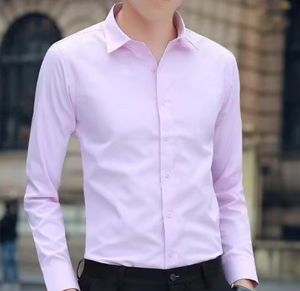 Camisa Larga Blanca Pura para Hombre, Delgada, de Alta Calidad, Manga Larga, Estilo Profesional de Negocios, Camisa Negra de Moda, Nueva - Product Image 5