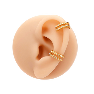 <span class=keywords><strong>Orecchini</strong></span> a <span class=keywords><strong>Clip</strong></span> Senza Piercing in Acciaio Inossidabile Placcato Oro 18K con Cristalli e Diamanti, Gioielli Italiani alla Moda per Donne - Product Image 3