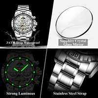 Montre mécanique pour homme Poedagar 1423, luxe, tourbillon creux, bracelet en acier inoxydable, étanche, montre automatique pour homme