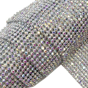S093 SS8 <span class=keywords><strong>AB</strong></span> Couleur 3mm Tissu Diamante Strass Maille Cristal Maille Tissu Strass pour Sacs Tissu - Product Image 2