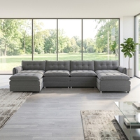 Canapé modulaire moderne en chenille écologique, sectionnel, surdimensionné, à assise profonde, en forme de L, 4 places, confortable, ensemble de canapés nuage, 2 modules mobiles
