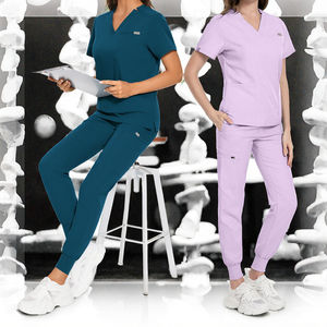 Ventes chaudes - Uniformes de salon de beauté, blouses d'hôpital, ensembles d'uniformes d'infirmière pour spa médical, en tissu élastique tissé LOMW, séchage rapide, logo personnalisé, unisexe - Product Image 3