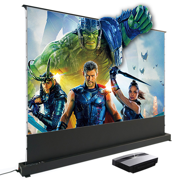72-150 Inch ALR Motorized Floor Rising Projection Screen Anti-light Electric Retractable Screen for UST Laser Projector 4K 3D
