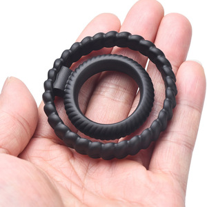 Anillo para Pene, Anillos para Ejercicios <span class=keywords><strong>de</strong></span> Pene para Hombres, Texturizado, Antideslizante, <span class=keywords><strong>de</strong></span> Silicona Negra Elástica, Regalo Interactivo para Parejas - Product Image 6