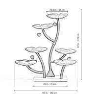 Arbre à chat coloré et grand format avec hamac floral, poteaux en sisal et peluche de qualité supérieure – Mobilier pour chat