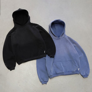 Sweat à capuche surdimensionné personnalisé en molleton épais délavé à l'acide, style vintage, effet usé, pour homme, streetwear, délavé par le soleil - Product Image 2