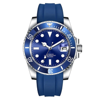 NUEVO Reloj Mecánico Automático con Correa de Silicona, Cristal de Zafiro, Movimiento Seiko NH35, Logotipo Personalizado, 40mm, Estilo Submariner