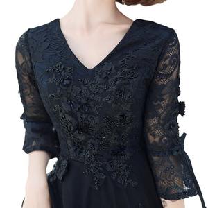 เดรสลูกไม้สำหรับงานเลี้ยงตอนเย็นสำหรับสาวอวบใหญ่อวบยาวถึงพื้น100% โพลีเอสเตอร์100.00กก. - Product Image 5