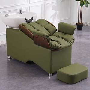 Chaise de salon de barbier au design moderne Chaise en métal avec shampoing pour le lavage des cheveux et bassin en céramique pour les salons de beauté et les chambres à coucher - Product Image 4