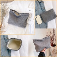 Tas Makeup Fashion Velvet Baru dengan Ritsleting, Kapasitas Sedang untuk Uang Receh dan Penggunaan Genggam