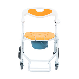 Folding <b>Commode</b> <b>Chair</b> For Elderly Lightweight Portable With Wheels Open Front Anti Slip Toilet Seat For Disabled And Pregnant - Product Image 1