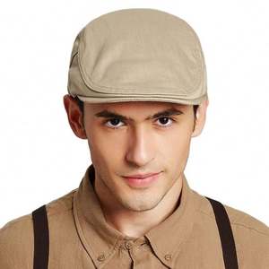 Béret en coton britannique pour homme, style Ivy, grande taille, décontracté, uni, casquette de newsboy - Product Image 1