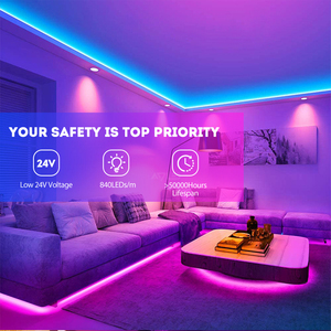 Tira de Luces LED COB RGB+CCT de Buena Calidad, DC24V, 12mm de Ancho, 840 LED, Control Remoto, Regulable, Clasificación IP20, para CE RoHS, Fiestas y Festivales - Product Image 6