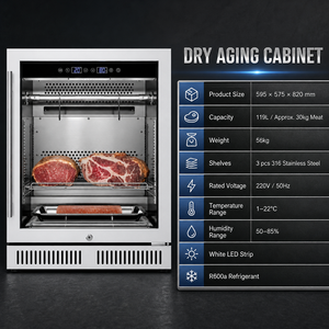 Armoire de maturation à sec commerciale 119L, Réfrigérateur de maturation de viande 1-22 ° Contrôle de l'humidité pour steakhouse, boucherie, hôtel, restaurant - Product Image 2
