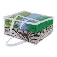 Sac de rangement pour literie en plastique transparent durable personnalisé, sac de rangement pour couverture en PVC avec 2 poignées en sangle PP