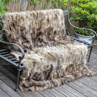 100% fourrure de raton laveur Style européen-américain canapé jeter couverture doux chaud Portable couvre-lit couleur unie canapé couverture pour la maison