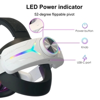 Pour Meta Quest 3 USB Rechargeable RGB Effet d'éclairage Casque pliable réglable