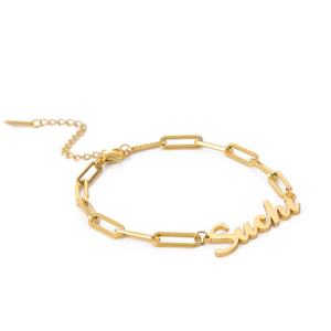 Pulsera de Acero Inoxidable con Nombre Personalizado, Chapada en Oro de 18k, Hipoalergénica, de Alta Calidad, con Acabado Espejo, para Mujer, Venta al Por Mayor - Product Image 1