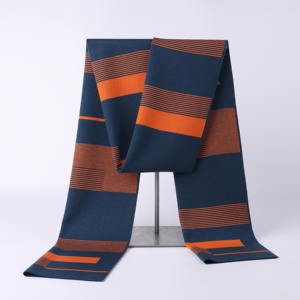 צעיף גברים ארוך מבד צמר מרינו מעורבב, דוגמת ז'קארד משובצת, איכותי, חורפי, עסקי, סרוג וחם, מתאים למתנה - Product Image 1