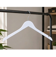 Wholesale Durable White Timber Clothes Hanger Precise Shoulder Cut Notches For Fashion Boutique Apparel Store