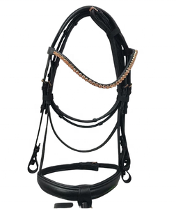Brida de cuero para caballo con piedras premium en la frente, cómoda y personalizable, para equitación - Product Image 4