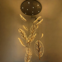 Lustre LED personnalisé en cristal doré, AC 220V, anti-éblouissement et protecteur des yeux, pour villa, escalier, salon double hauteur, mariage