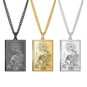 Collar de Acero Inoxidable Vintage con Colgante de los Arcanos Mayores del <span class=keywords><strong>Tarot</strong></span>, Amuleto de Buena Suerte, Joyería Esotérica de Cartas del <span class=keywords><strong>Tarot</strong></span> - Product Image 4