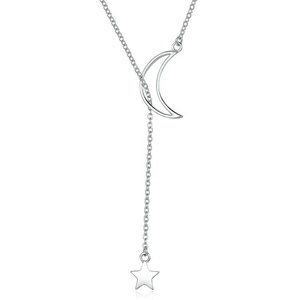 GN03 moda nuovi arrivi personalizzato 925 in <span class=keywords><strong>argento</strong></span> Sterling Lariat luna ciondolo lungo <span class=keywords><strong>collana</strong></span> per donne gioielli - Product Image 1