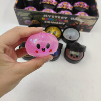 Boîte mystère Squishy en forme de Baozi style Halloween, boule anti-stress scintillante en TPR, jouet à presser pour enfants, surprise de fête, jouet de décompression