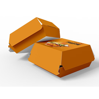 Boîte à hamburger rectangulaire en carton ondulé de qualité alimentaire, écologique, jetable, Realpack, design personnalisable, flexographie offset