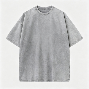 T-shirts décontractés pour hommes, grande taille, imprimés, 100 % coton épais, délavés à l'acide, manches courtes, haute qualité, vente en gros - Product Image 2